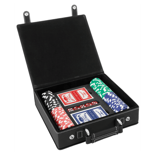Black/Silver Laserable 100 Chip Poker Set