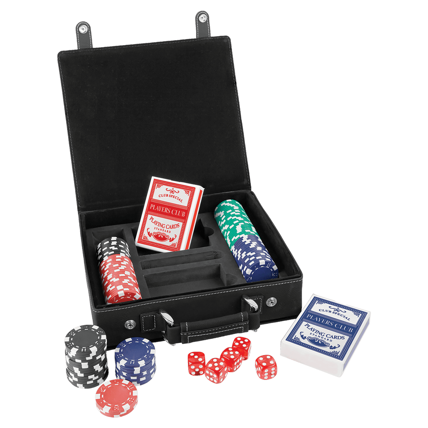 Black/Silver Laserable 100 Chip Poker Set