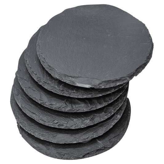 4" Round Slate Coaster Set-6 Piece