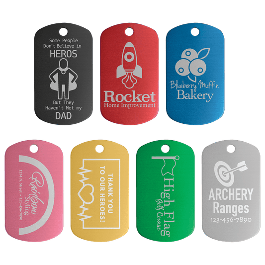 1" x 2" Silver Anodized Aluminum  Dog Tag